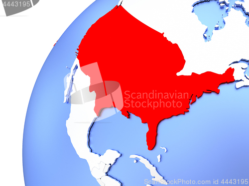 Image of USA on modern shiny globe