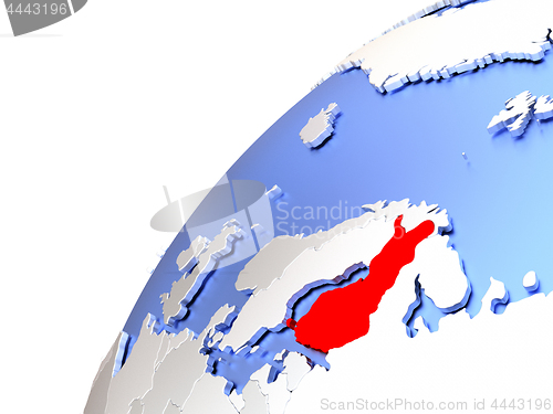 Image of Finland on modern shiny globe