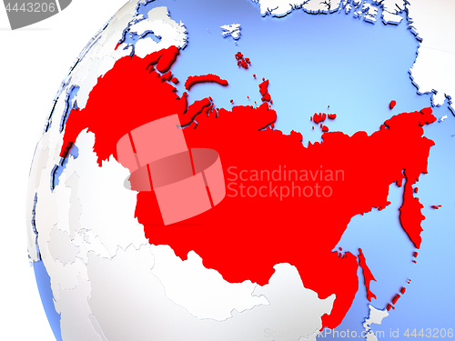 Image of Russia on modern shiny globe
