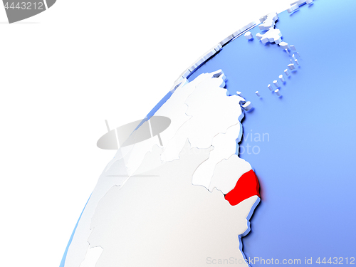 Image of French Guiana on modern shiny globe