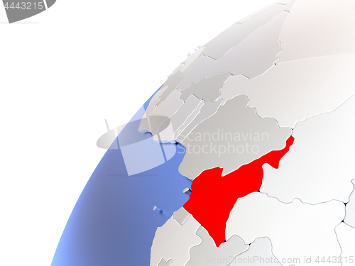 Image of Cameroon on modern shiny globe