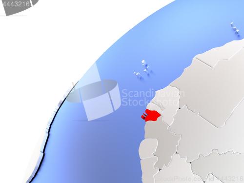 Image of Guinea-Bissau on modern shiny globe