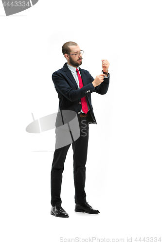 Image of Full body portrait of businessman on white