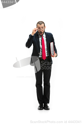 Image of Full body portrait of businessman on white