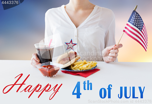 Image of woman celebrating american independence day