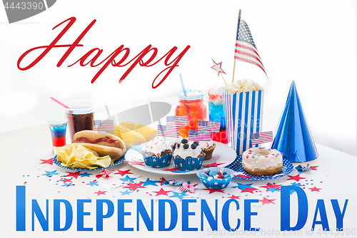 Image of food and drinks on american independence day party