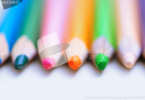 Image of Colorful pencils in a row. Close-up