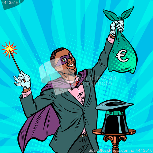 Image of African Magician with euro money