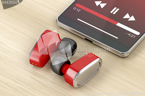 Image of Red headphones and smartphone