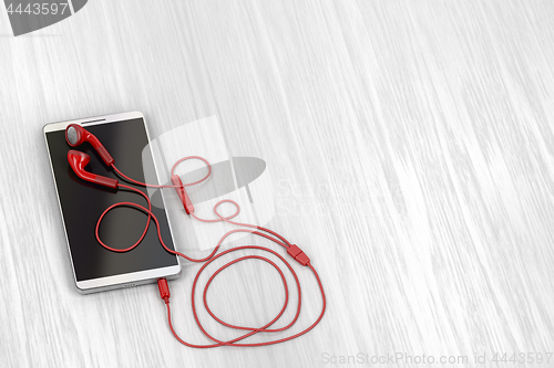 Image of Smartphone and red earphones