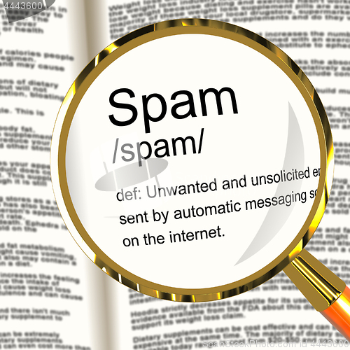 Image of Spam Definition Magnifier Showing Unwanted And Malicious Email