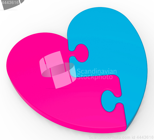 Image of Two-Colored Heart Puzzle Shows Marriage