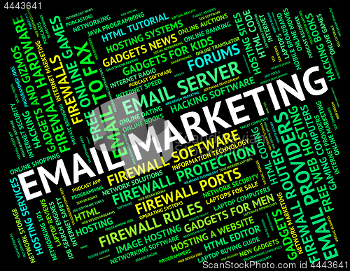 Image of Email Marketing Indicates Send Message And Advertising