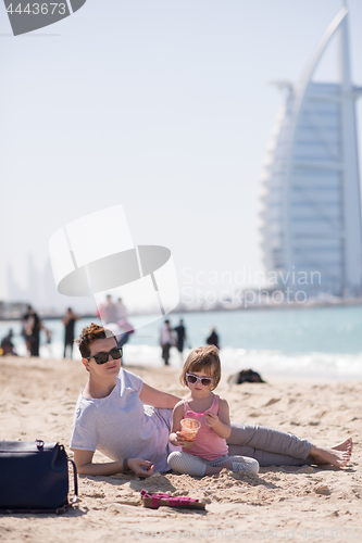 Image of Mom and daughter on the beach