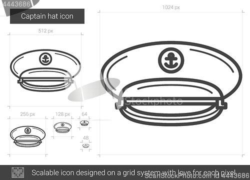 Image of Captain hat line icon.