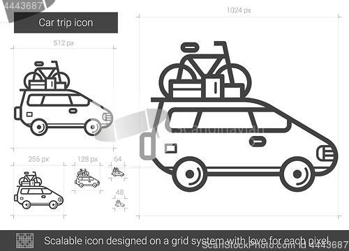 Image of Car trip line icon.