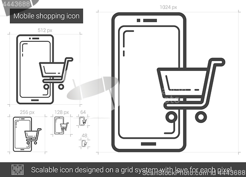 Image of Mobile shopping line icon.