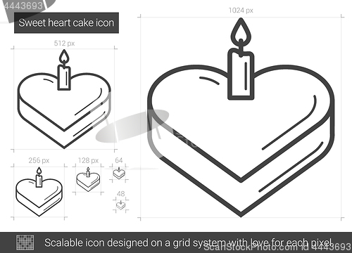 Image of Sweet heart cake line icon.