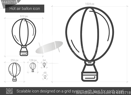 Image of Hot air balloon line icon.