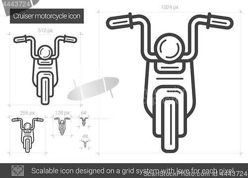 Image of Cruiser motorcycle line icon.