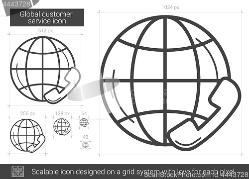 Image of Global customer service line icon.