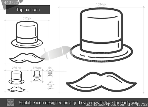 Image of Top hat line icon.