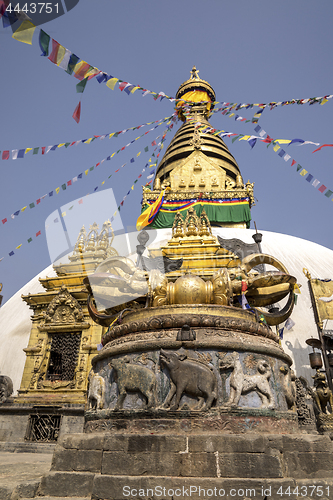 Image of Buddhist stupa and vajra in Swayambunath temple 