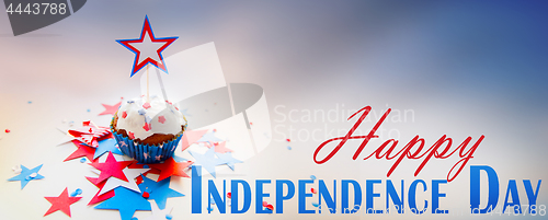 Image of cupcake with star on american independence day