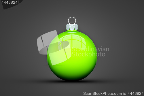 Image of green Christmas ball isolated with text space