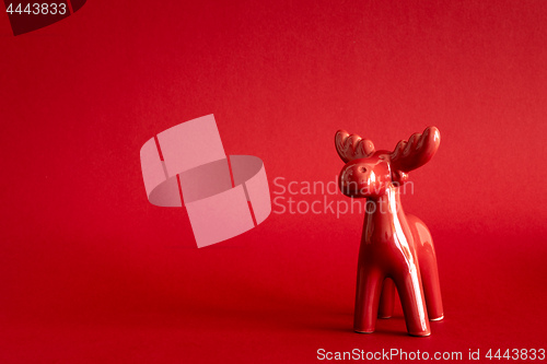 Image of Christmas decoration red deer background