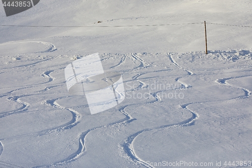 Image of Ski Slope with Fresh Curves