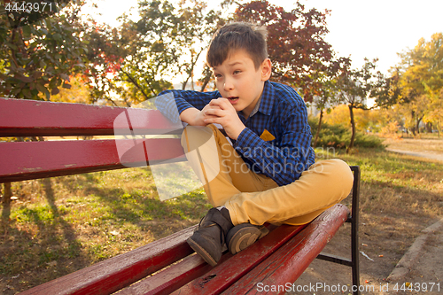 Image of Boy sitting on the bench