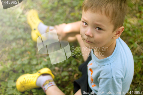 Image of Sad crying little boy