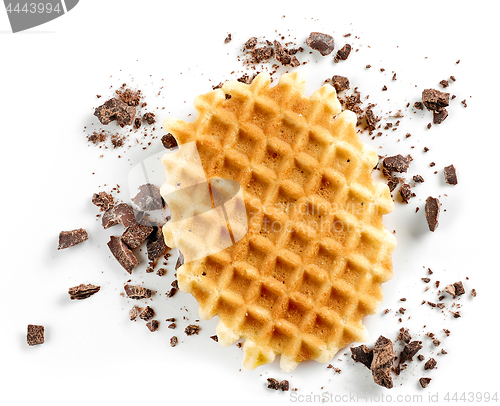 Image of round waffle and small chocolate crumbs