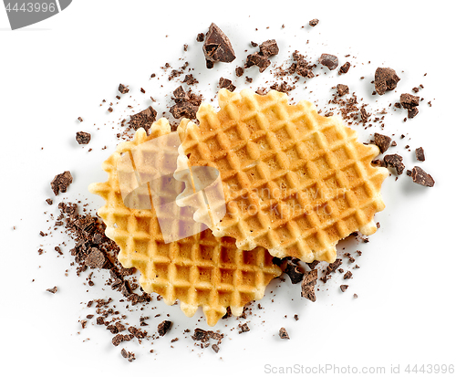 Image of round waffles and small chocolate crumbs