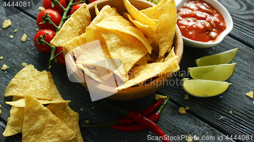 Image of Served bowl of corn chips 
