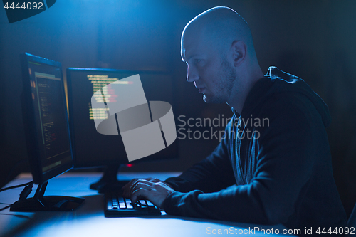 Image of hacker using computer virus for cyber attack