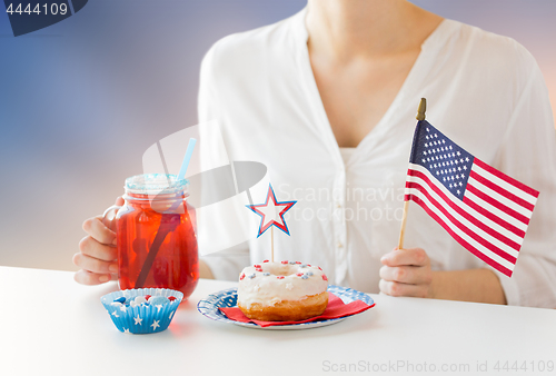 Image of woman celebrating american independence day