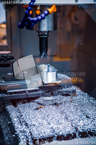 Image of Metalworking CNC milling machine. Cutting metal modern processin