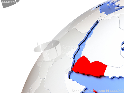 Image of Yemen on modern shiny globe