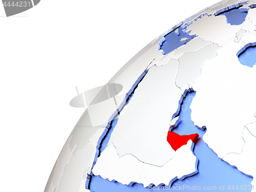 Image of United Arab Emirates on modern shiny globe