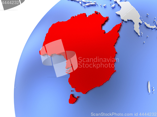 Image of Australia on modern shiny globe
