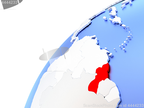 Image of Guyana on modern shiny globe