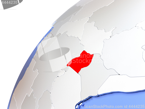 Image of Uganda on modern shiny globe