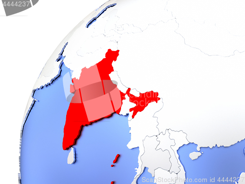 Image of India on modern shiny globe