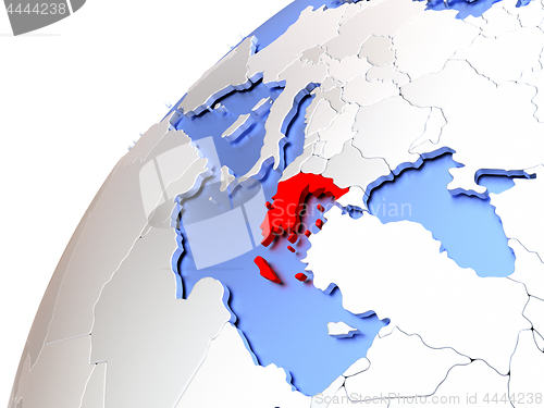 Image of Greece on modern shiny globe