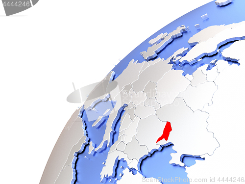 Image of Moldova on modern shiny globe