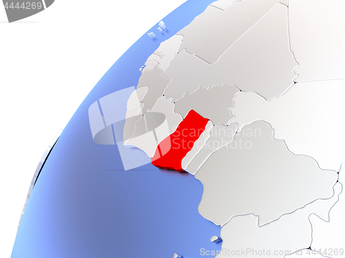 Image of Ghana on modern shiny globe