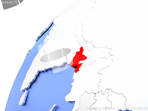 Image of Bangladesh on modern shiny globe
