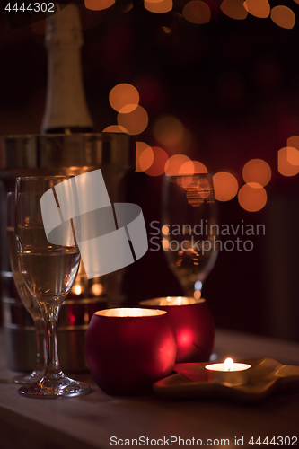 Image of champagne on a wooden table